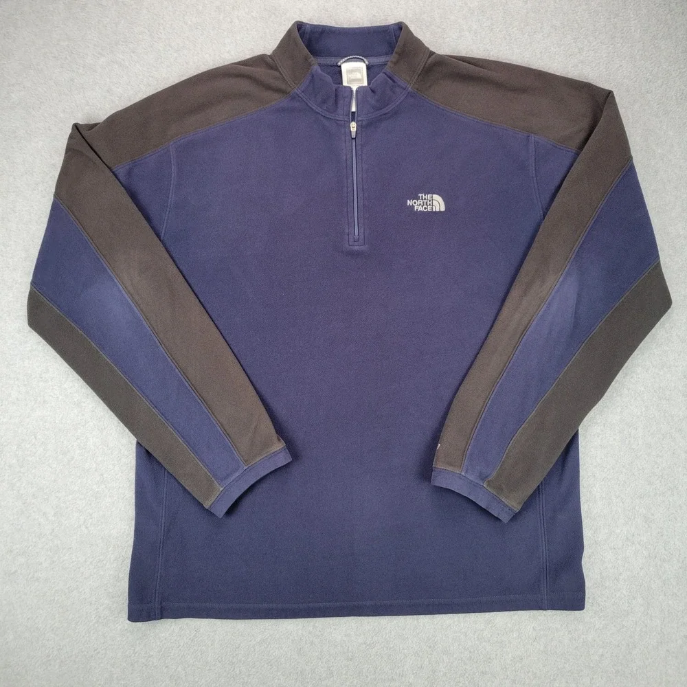 The North Face Fleece Pullover Mens Large Blue TKA 100 Lightweight 1/4 Zip Base